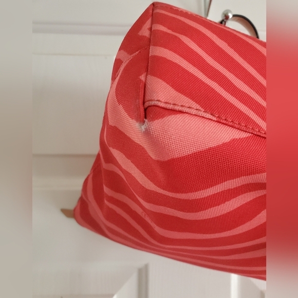 Coach Womens F23283 Orange Tan Canvas Zebra Print Leather Trim Tote Handbag - Picture 7 of 16